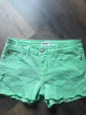 Hudson Jean Shorts Neon Green Denim Cutoff Shorts